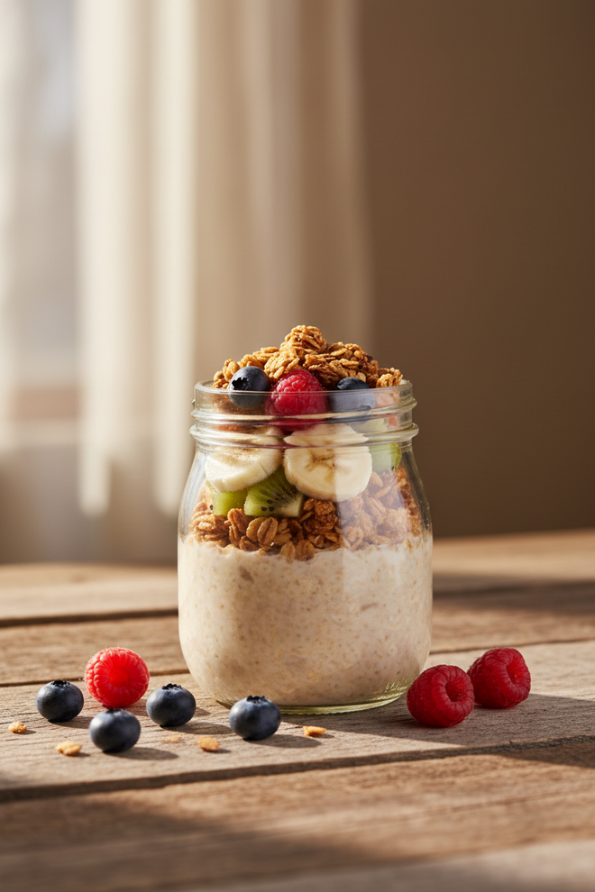 Overnight Oats with Granola Crunch (Easy Recipe)