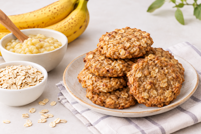 Banana Oat Cookies: 3 Ingredients, No Flour or Sugar