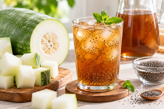 Winter Melon Tea with Chia Seeds (Refreshing, Low-Sugar)