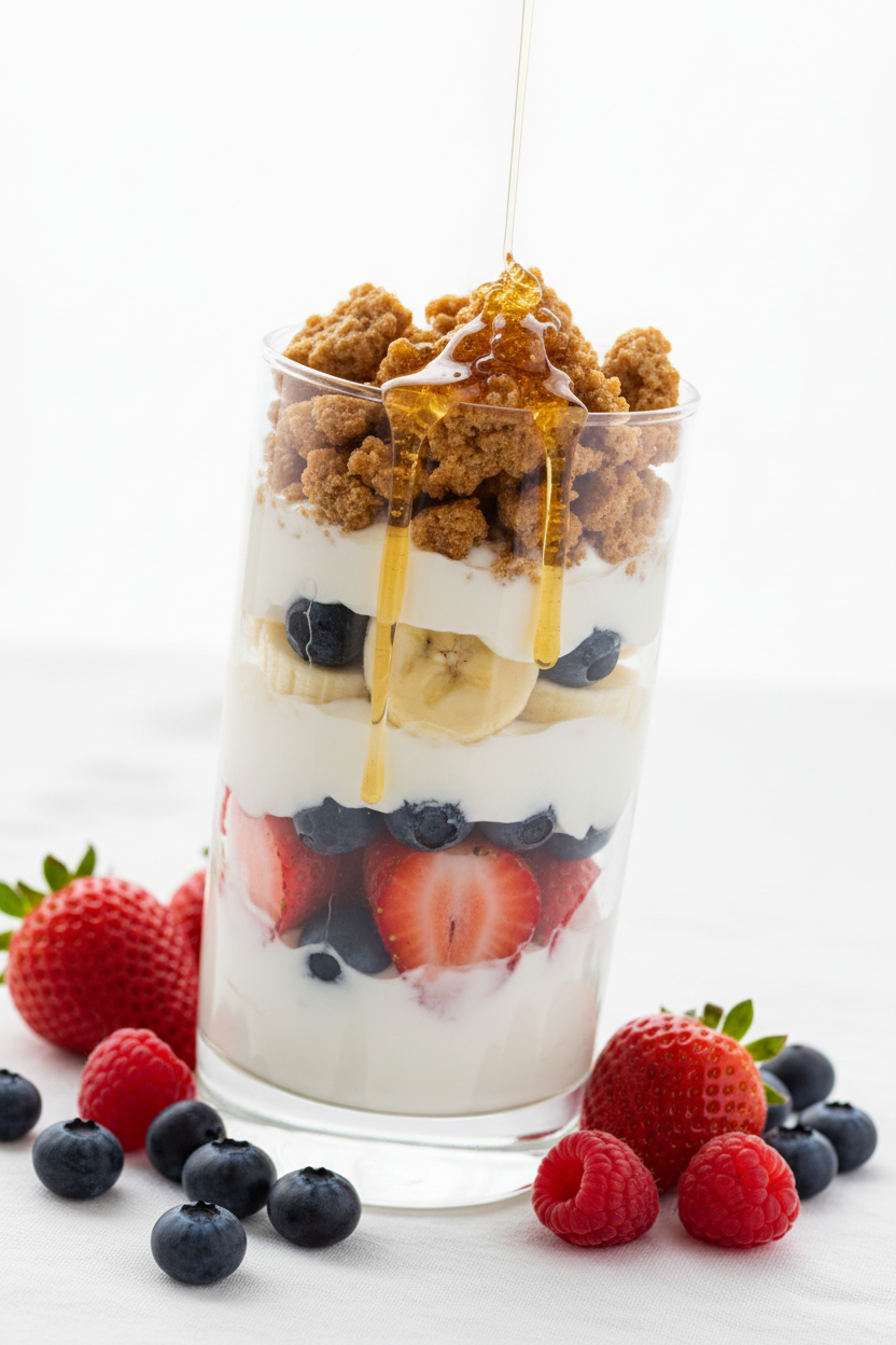 Brown-rice bar & yogurt breakfast parfait