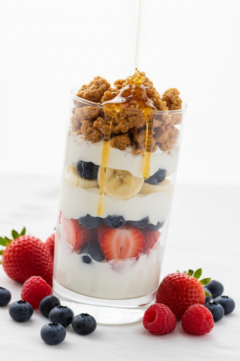 Brown-rice bar & yogurt breakfast parfait