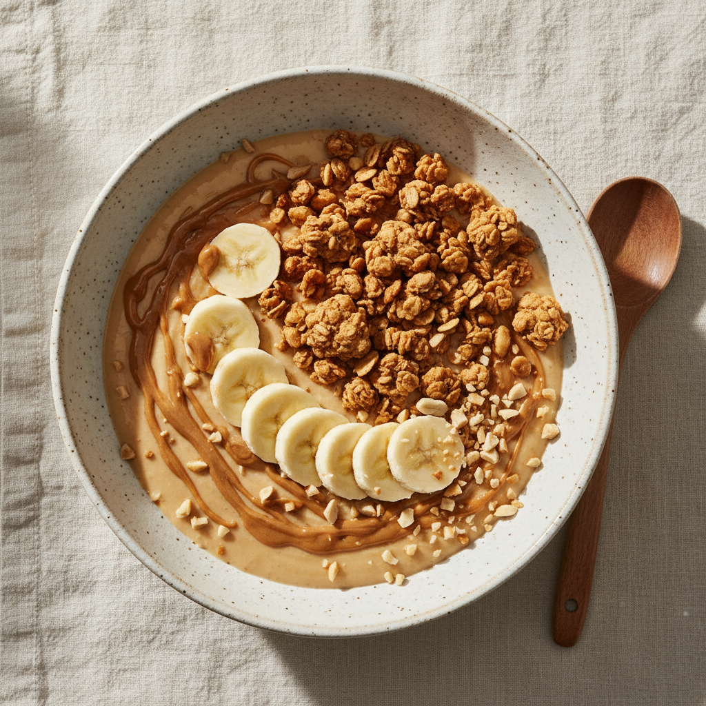 Peanut butter & banana granola smoothie bowl
