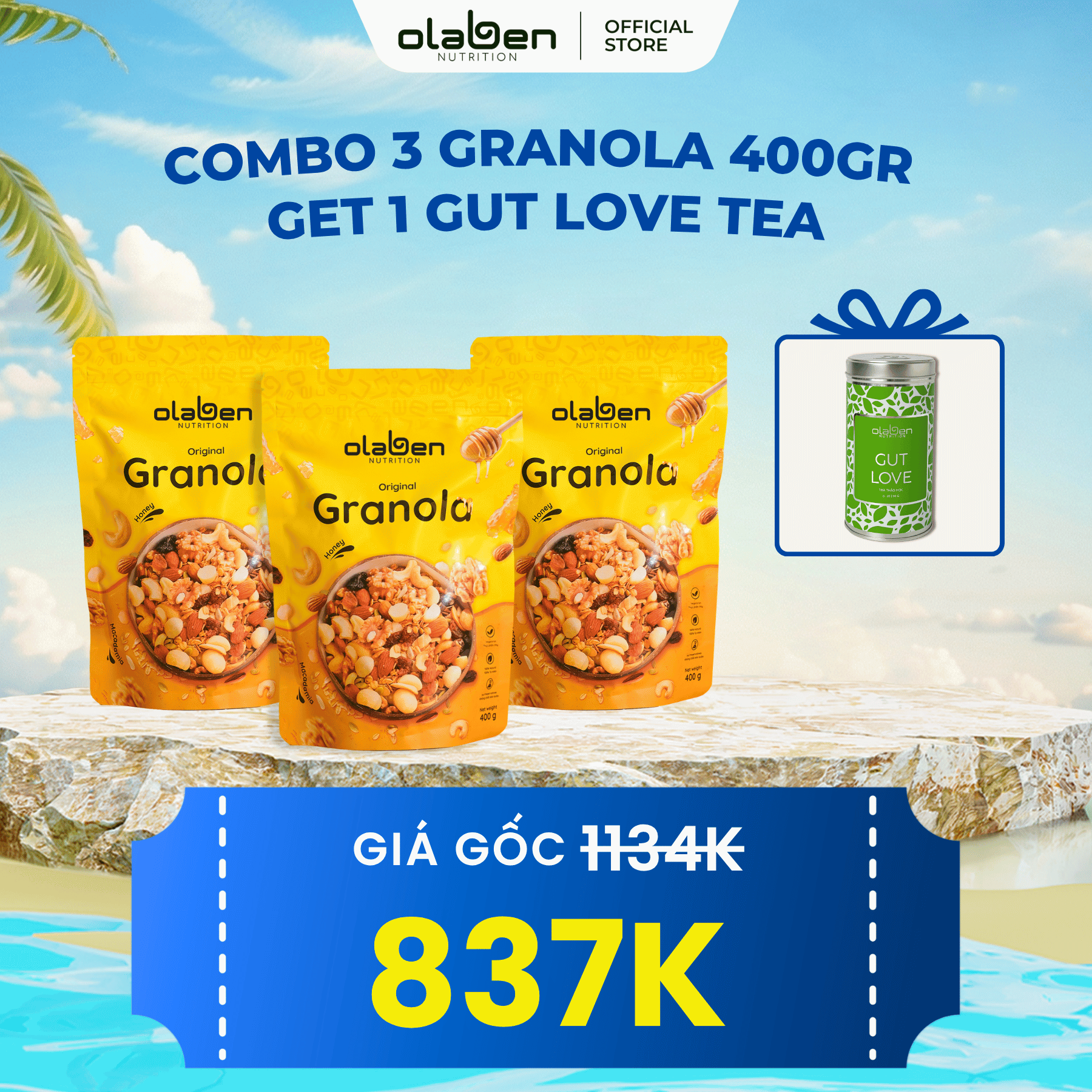 Combo 3 Granola 400gr GET 1 Gut Love Tea Tin