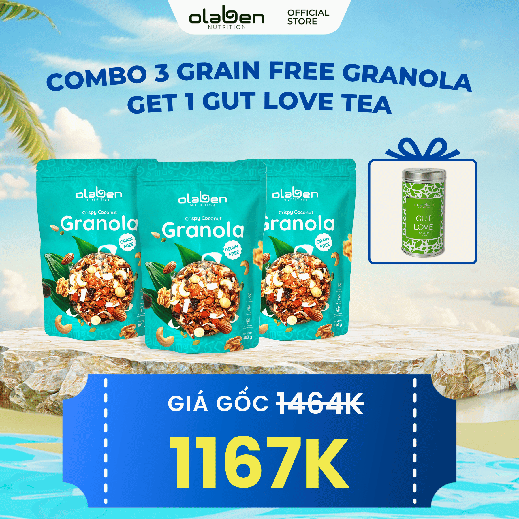 Combo 3 Grain Free Granola GET 1 Gut Love Tea