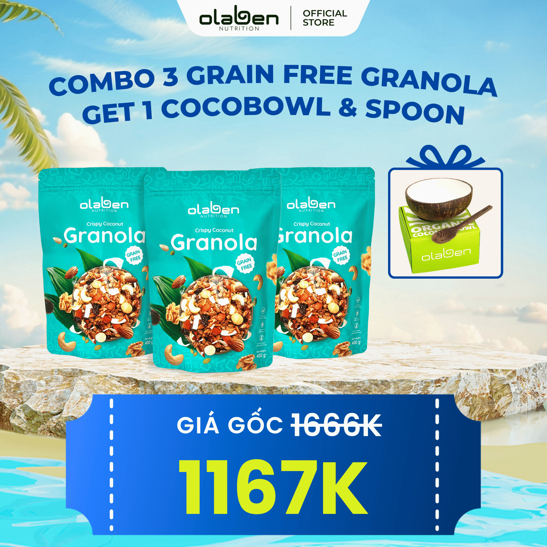 Combo 3 Grain Free Granola GET 1 Cocobowl
