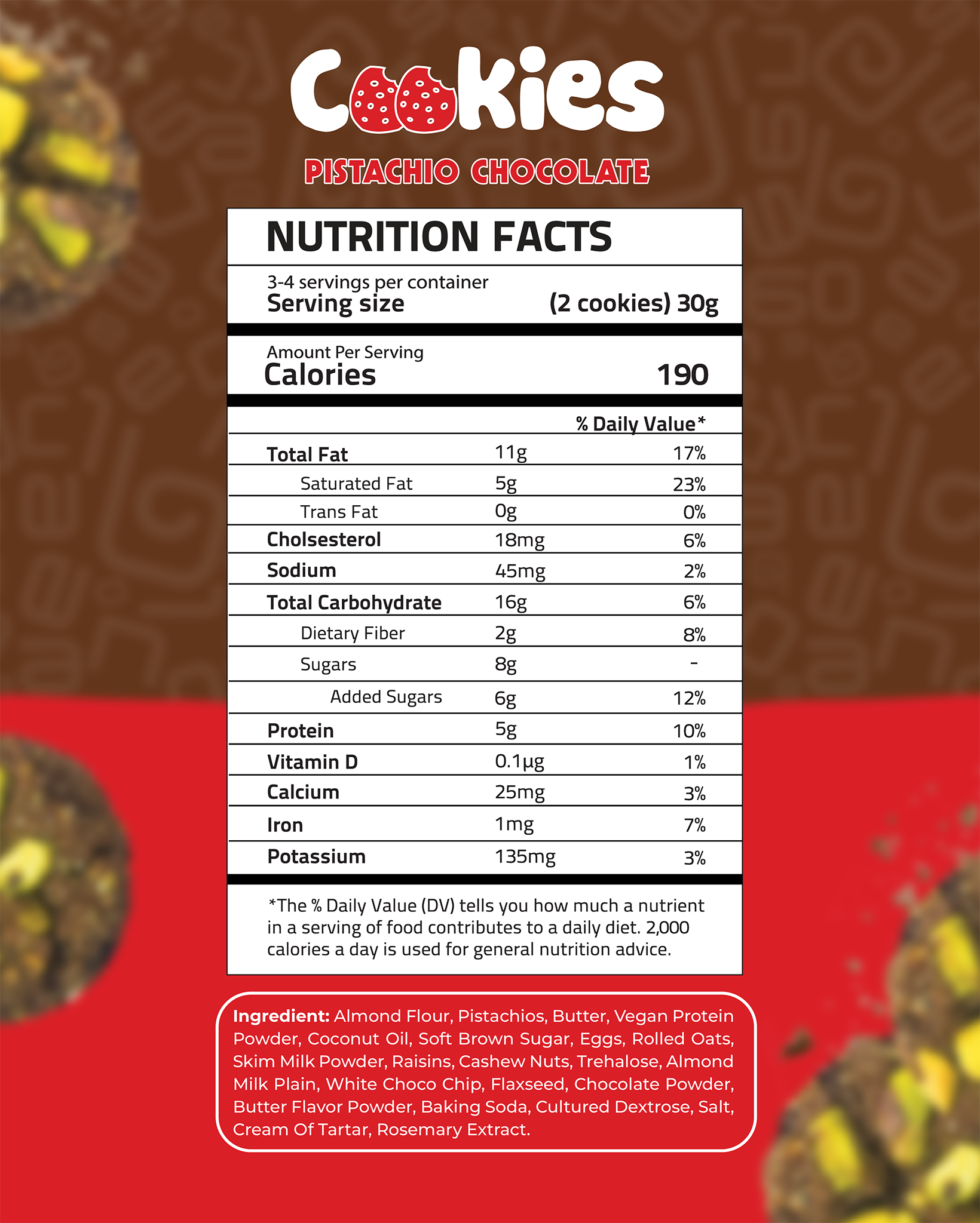 Healthy Cookies - Chocolate Pistachio