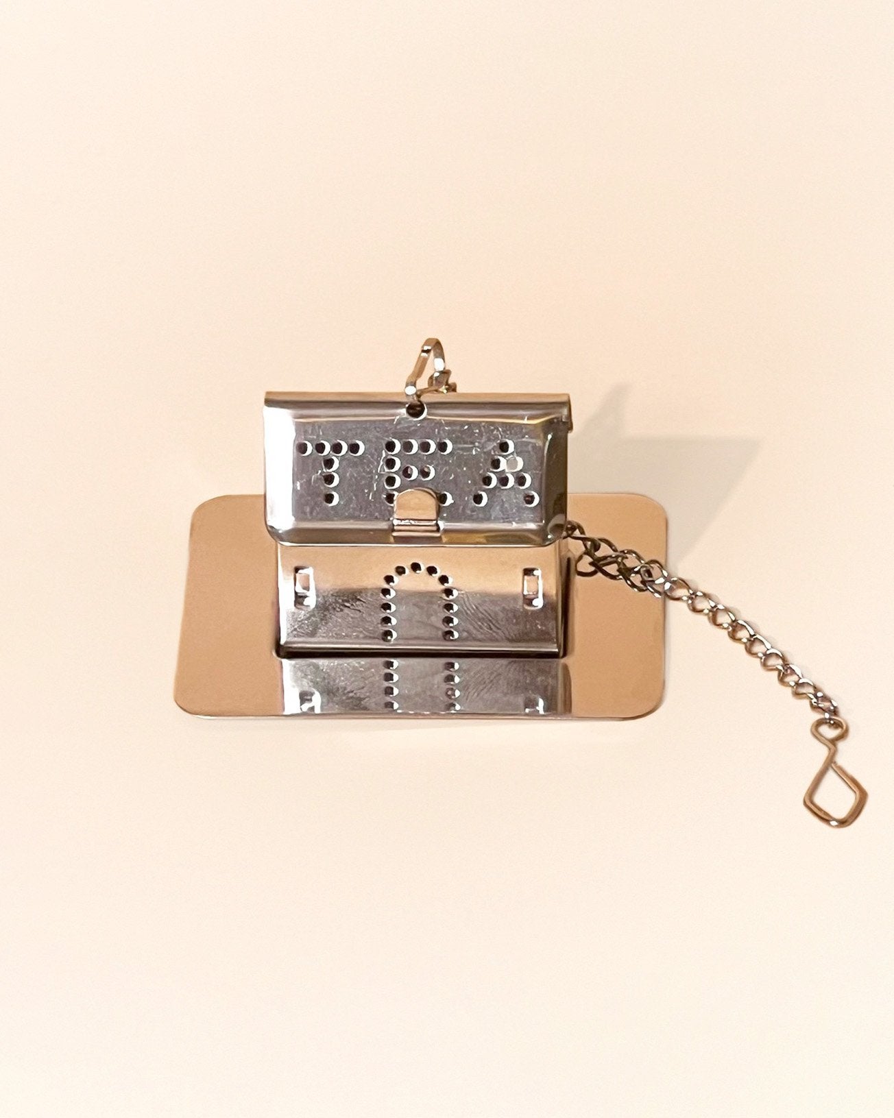 An house shaped infuser in silver color
